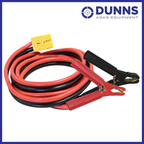 GYS GYSFLASH 100.12 supplied battery cables with red and black crocodile clamps and yellow quick-connect connector